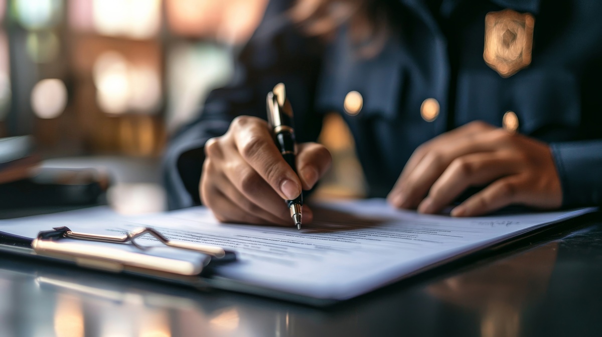 Officer writing a report